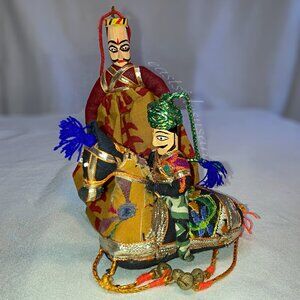 90s Pair Indonesian King & Knight on Horse Handcrafted Tree Ornaments